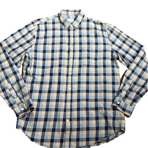 Frank and Oak Men's Plaid Blue Flannel Shirt size Large